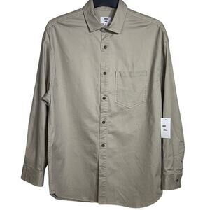 Mode of One Men's Relaxed-Fit Button-Down Twill Shirt Dark Ecru M $60